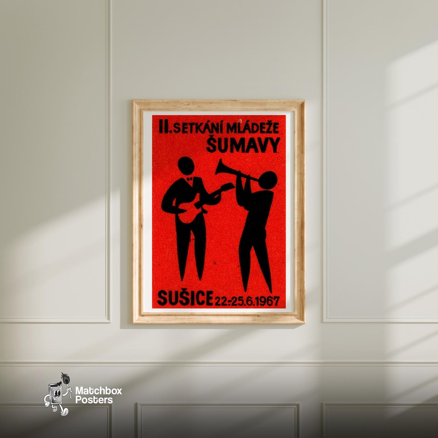 Musicians - vintage matchbox label print - bedroom mockup