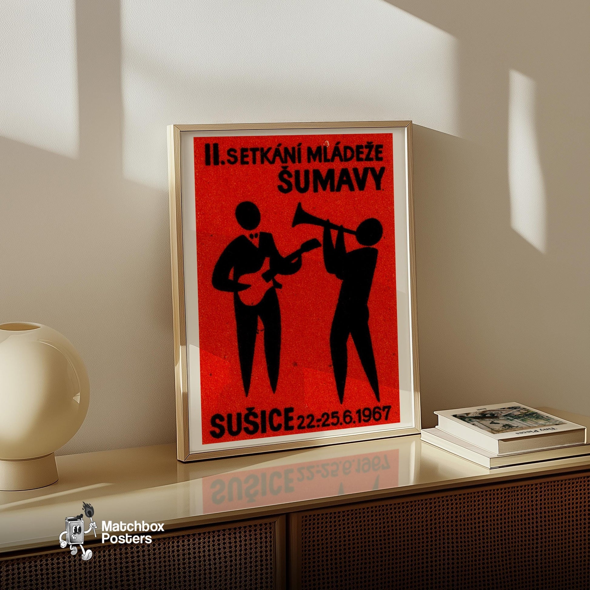Musicians - vintage matchbox label print - size comparison
