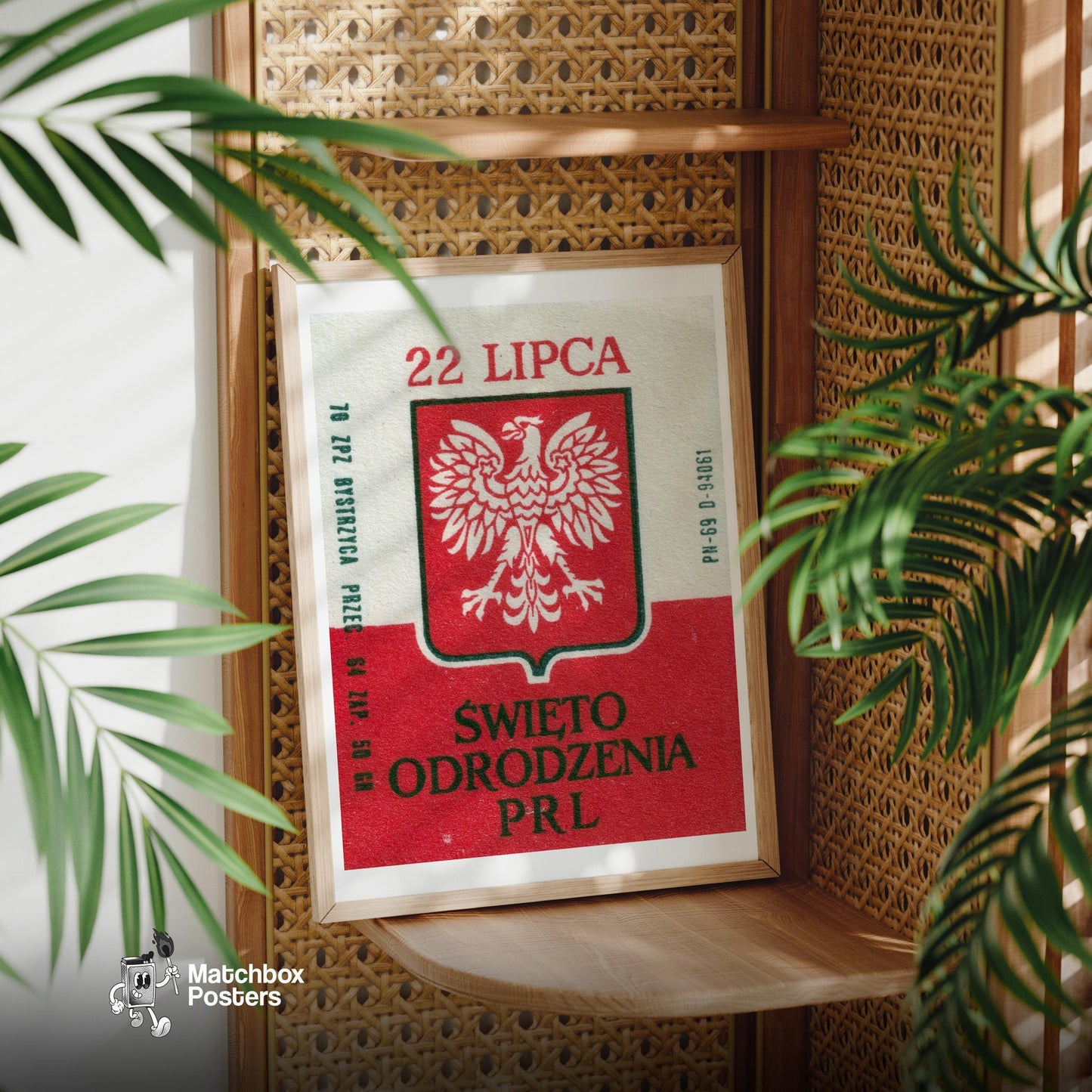 Polish Eagle Emblem - vintage matchbox label print - office wall