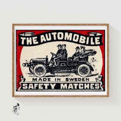 The Automobile - vintage matchbox label print