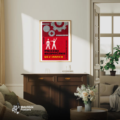Industrial Worker - vintage matchbox label print - living room mockup