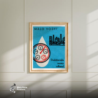 Preserve Water usage - vintage matchbox label print - living room mockup