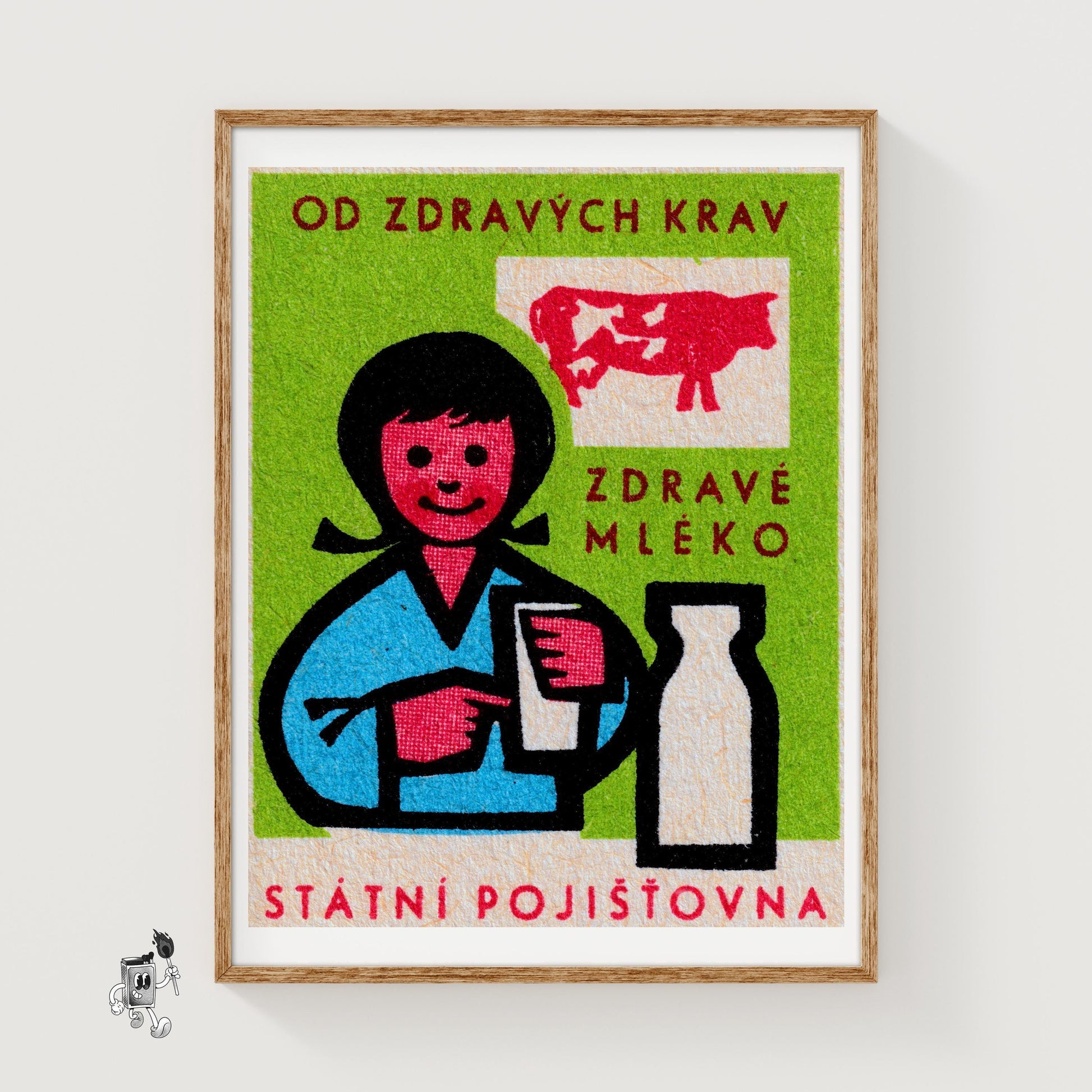 Child with Milk - vintage matchbox label print