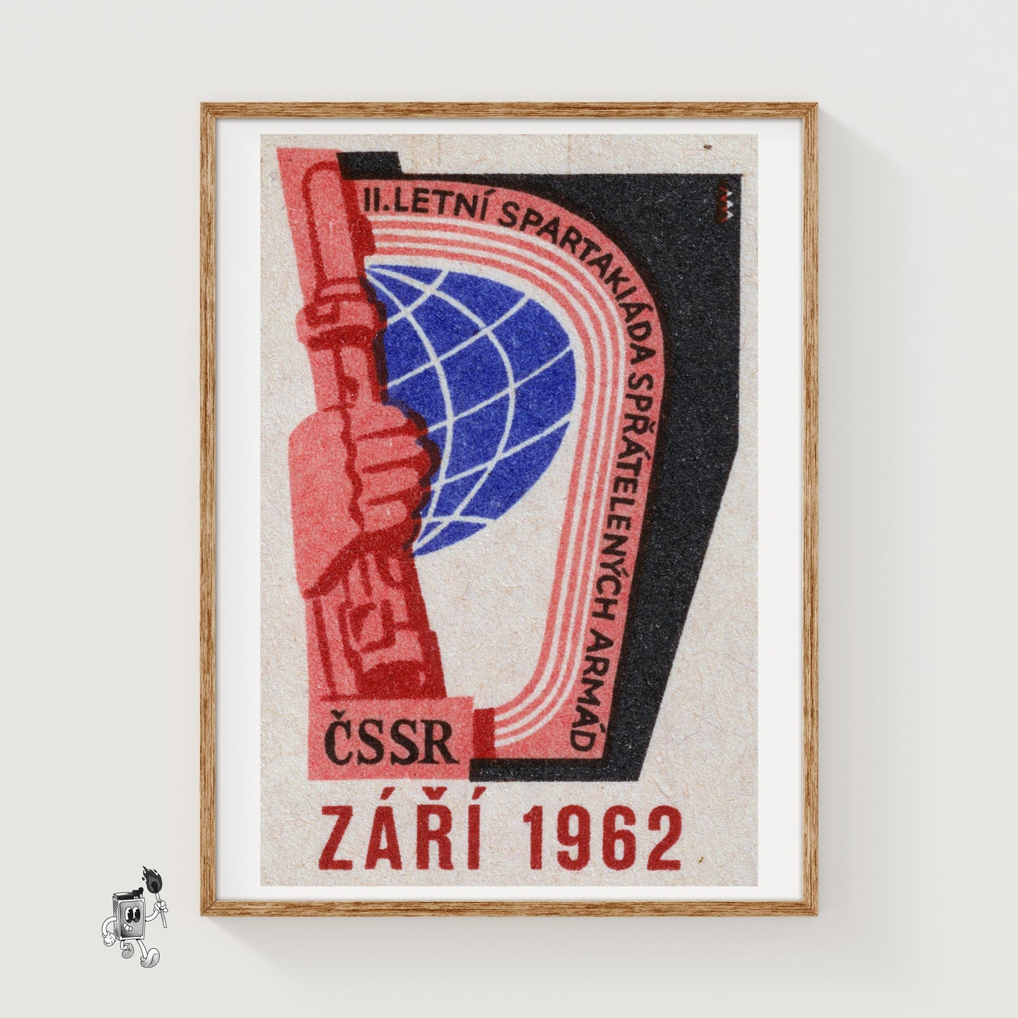 Spartakiad Torch - vintage matchbox label print