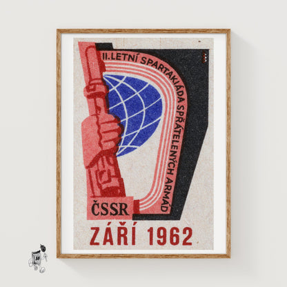 Spartakiad Torch - vintage matchbox label print