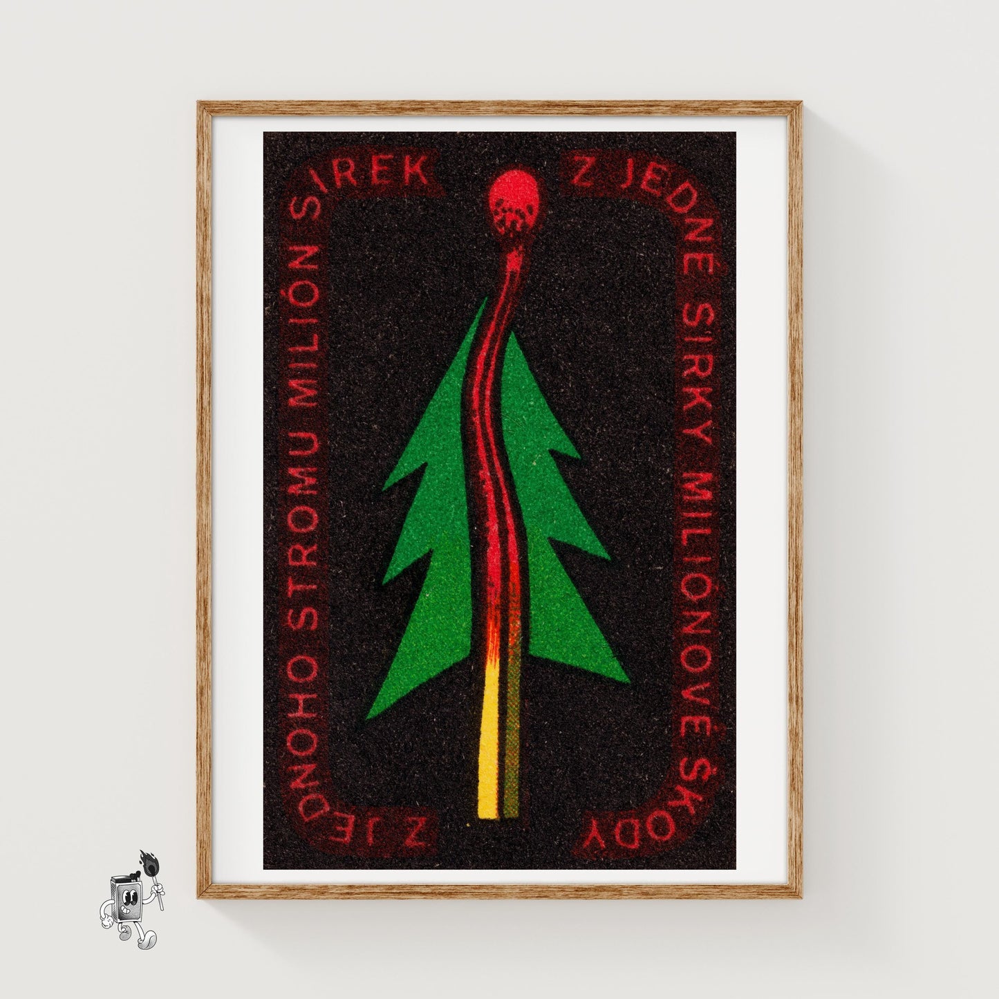 Green Tree - vintage matchbox label print