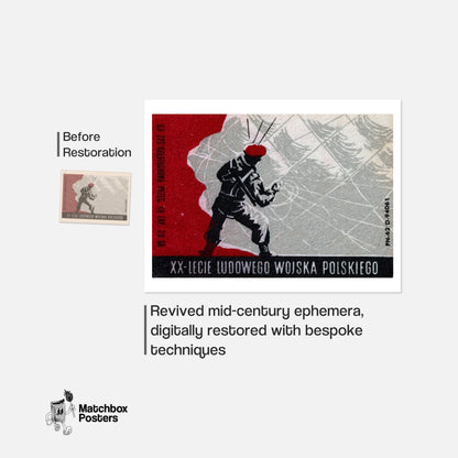 Paratrooper - vintage matchbox label print - framed wall art preview