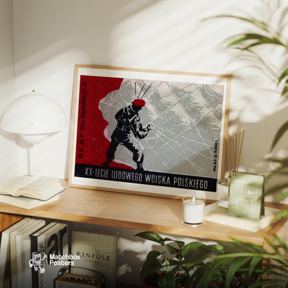 Paratrooper - vintage matchbox label print - office wall