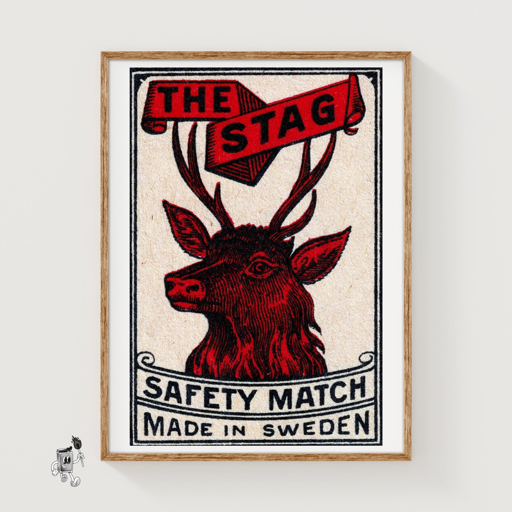 Red Stag - vintage matchbox label print