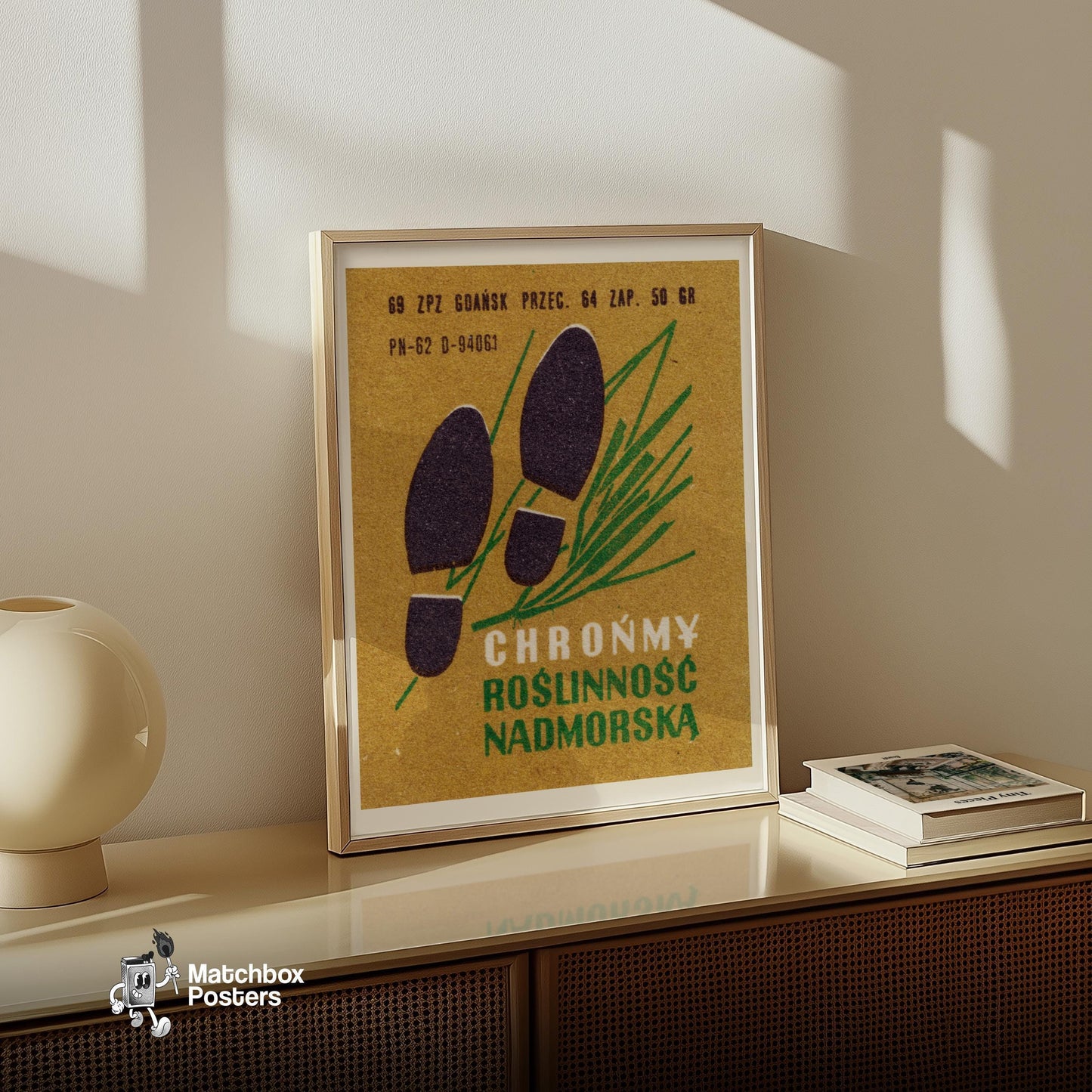 Protect Coastal Vegetation - vintage matchbox label print - size comparison