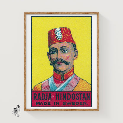 Radja Hindostan Man - vintage matchbox label print