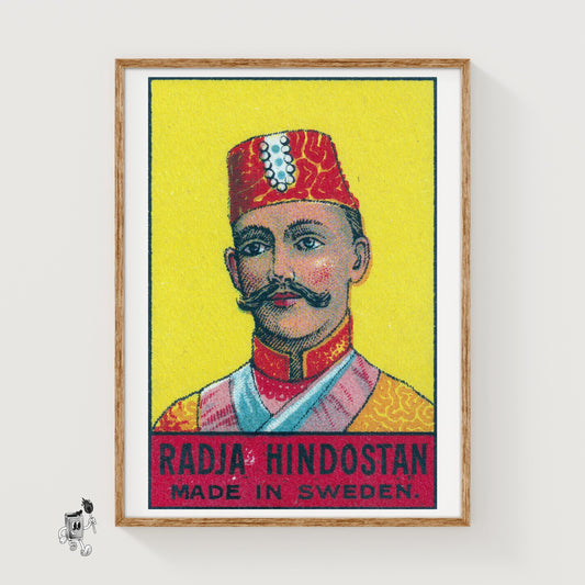 Radja Hindostan Man - vintage matchbox label print