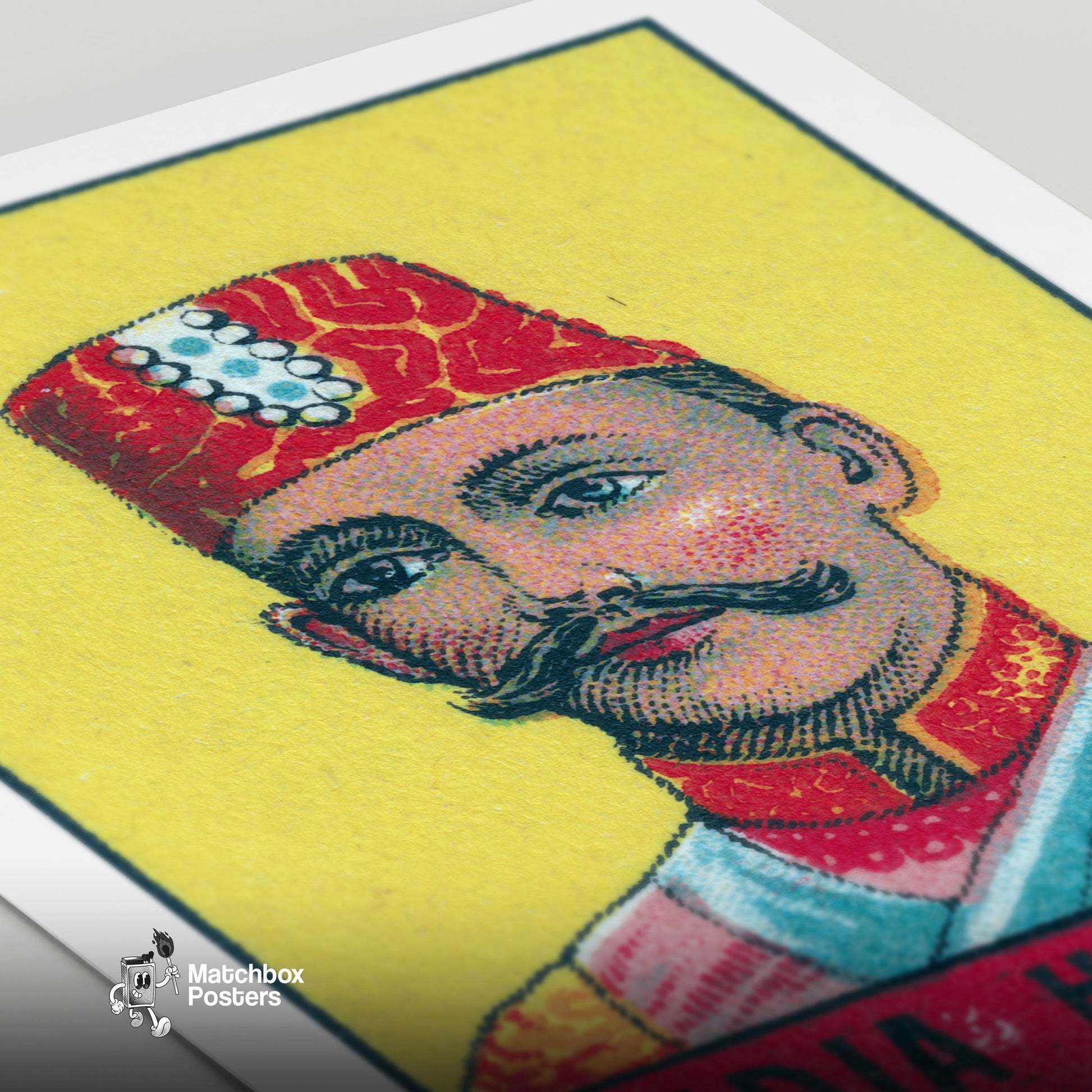Radja Hindostan Man - vintage matchbox label print - close-up detail