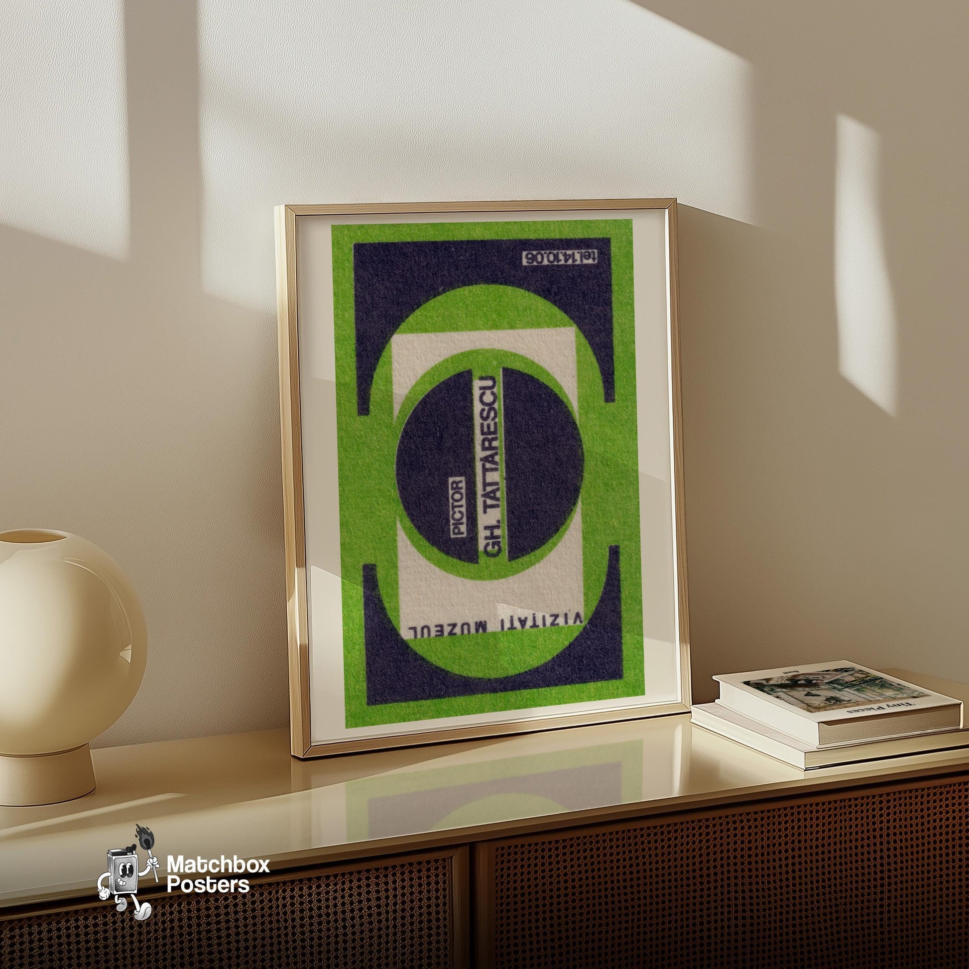 Visit The Museum - vintage matchbox label print - size comparison