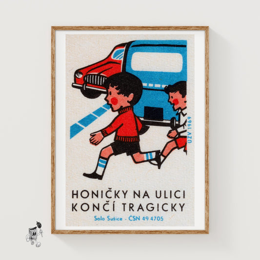 Children Playing - vintage matchbox label print