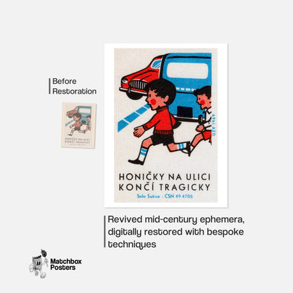 Children Playing - vintage matchbox label print - framed wall art preview