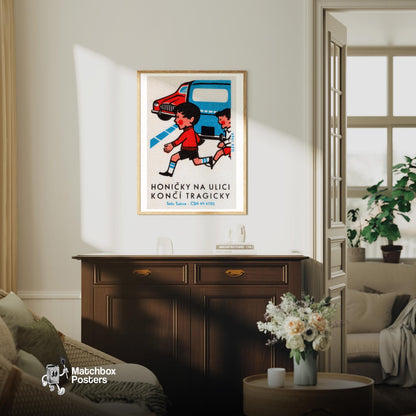 Children Playing - vintage matchbox label print - living room mockup