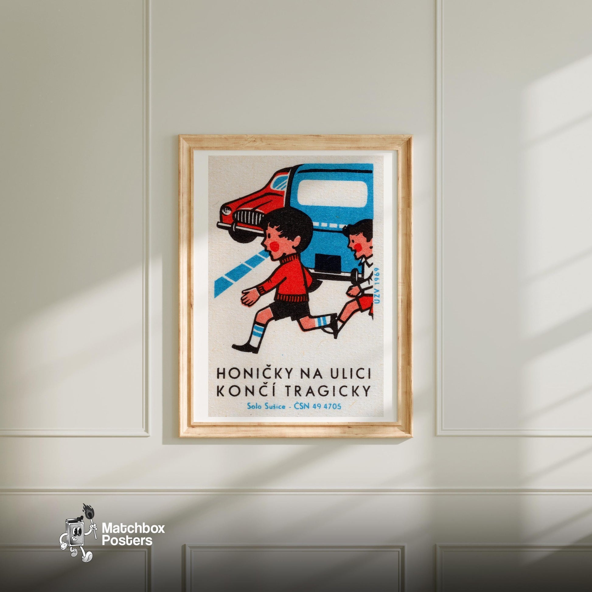 Children Playing - vintage matchbox label print - bedroom mockup
