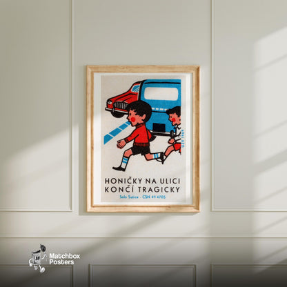 Children Playing - vintage matchbox label print - bedroom mockup