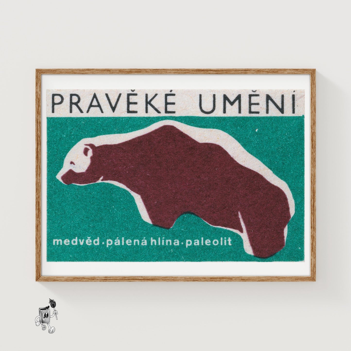 Bear - vintage matchbox label print