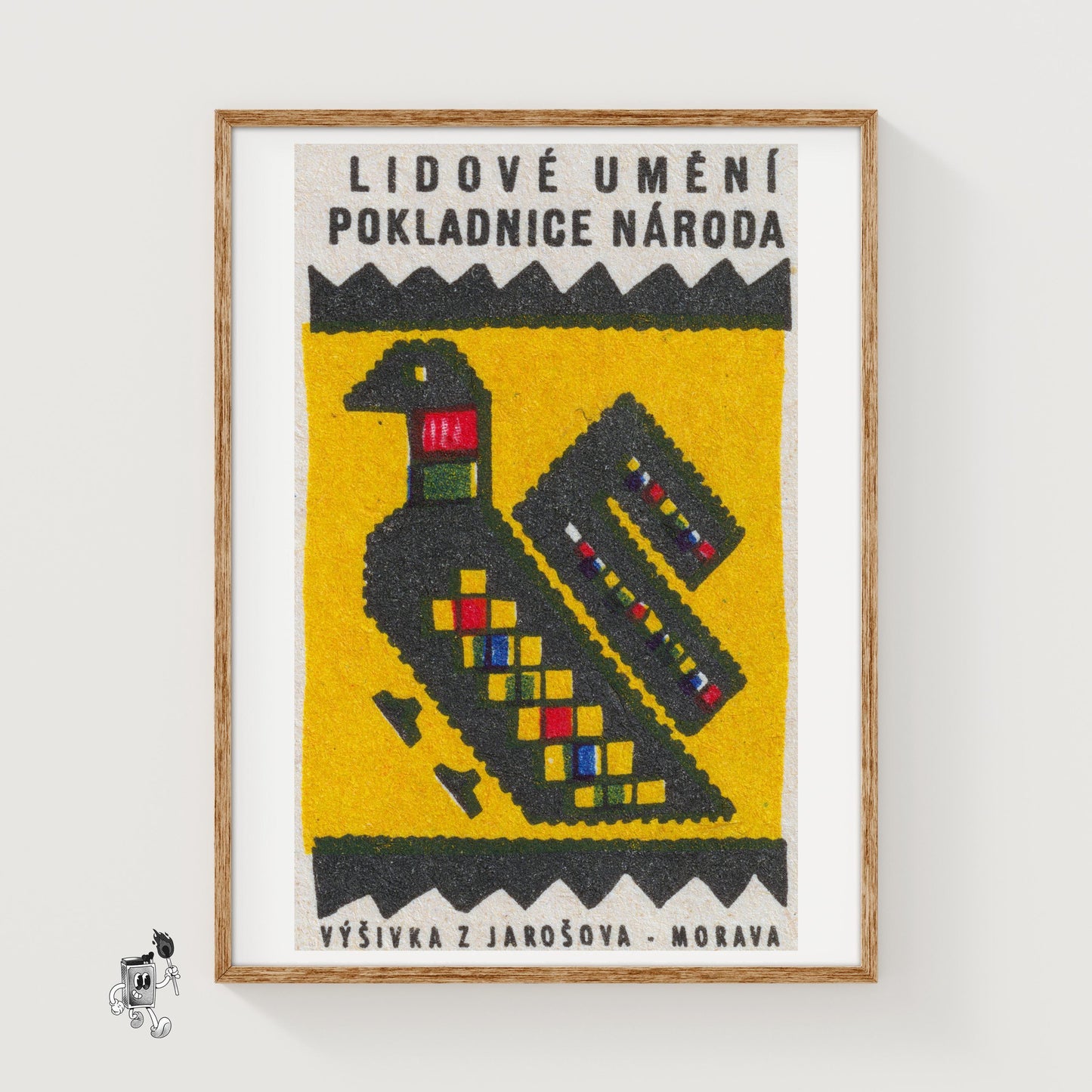 Geometric Pattern Resembling A Bird - vintage matchbox label print