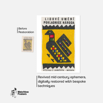Geometric Pattern Resembling A Bird - vintage matchbox label print - framed wall art preview