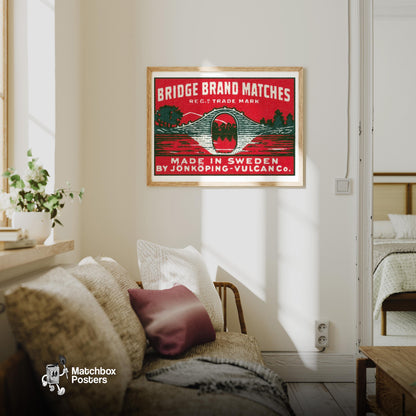 Bridge - vintage matchbox label print - living room mockup