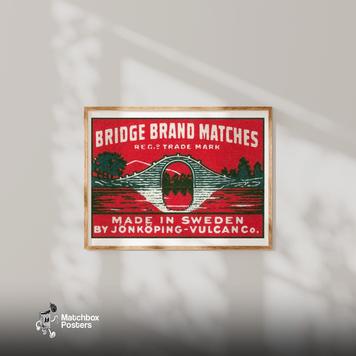 Bridge - vintage matchbox label print - bedroom mockup