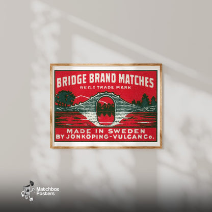 Bridge - vintage matchbox label print - bedroom mockup