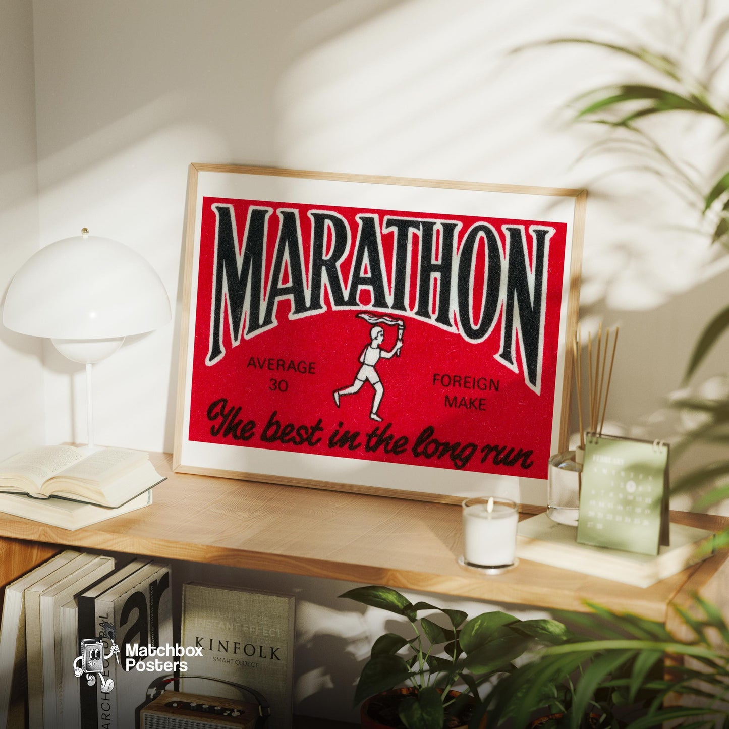 Marathon Runner - vintage matchbox label print - office wall