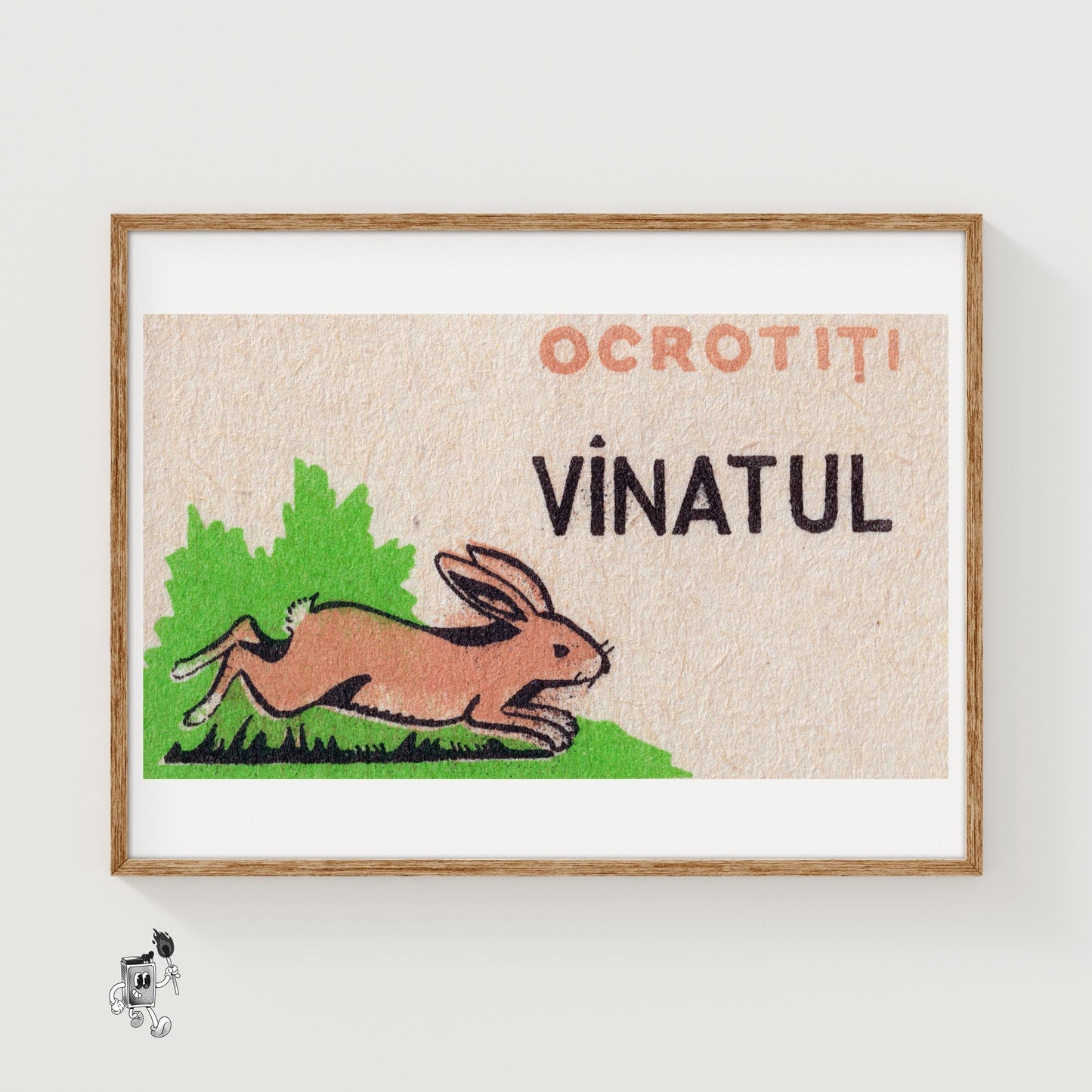 Leaping Hare - vintage matchbox label print