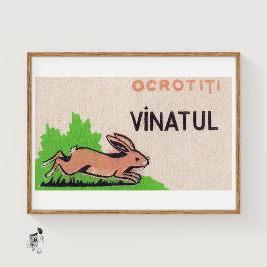 Leaping Hare - vintage matchbox label print