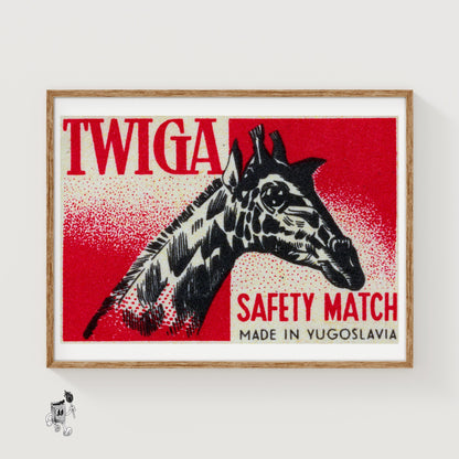 Giraffe Head - vintage matchbox label print