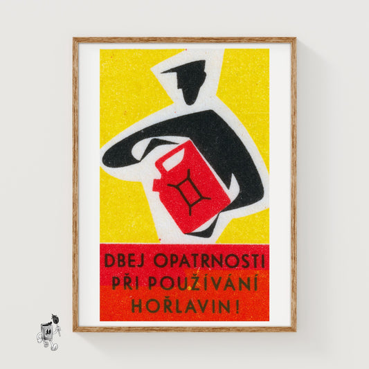 Red Jerry Can - vintage matchbox label print