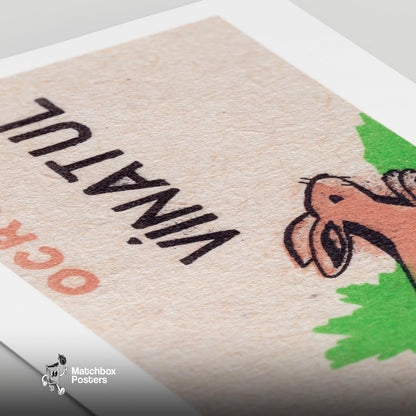 Leaping Hare - vintage matchbox label print - close-up detail