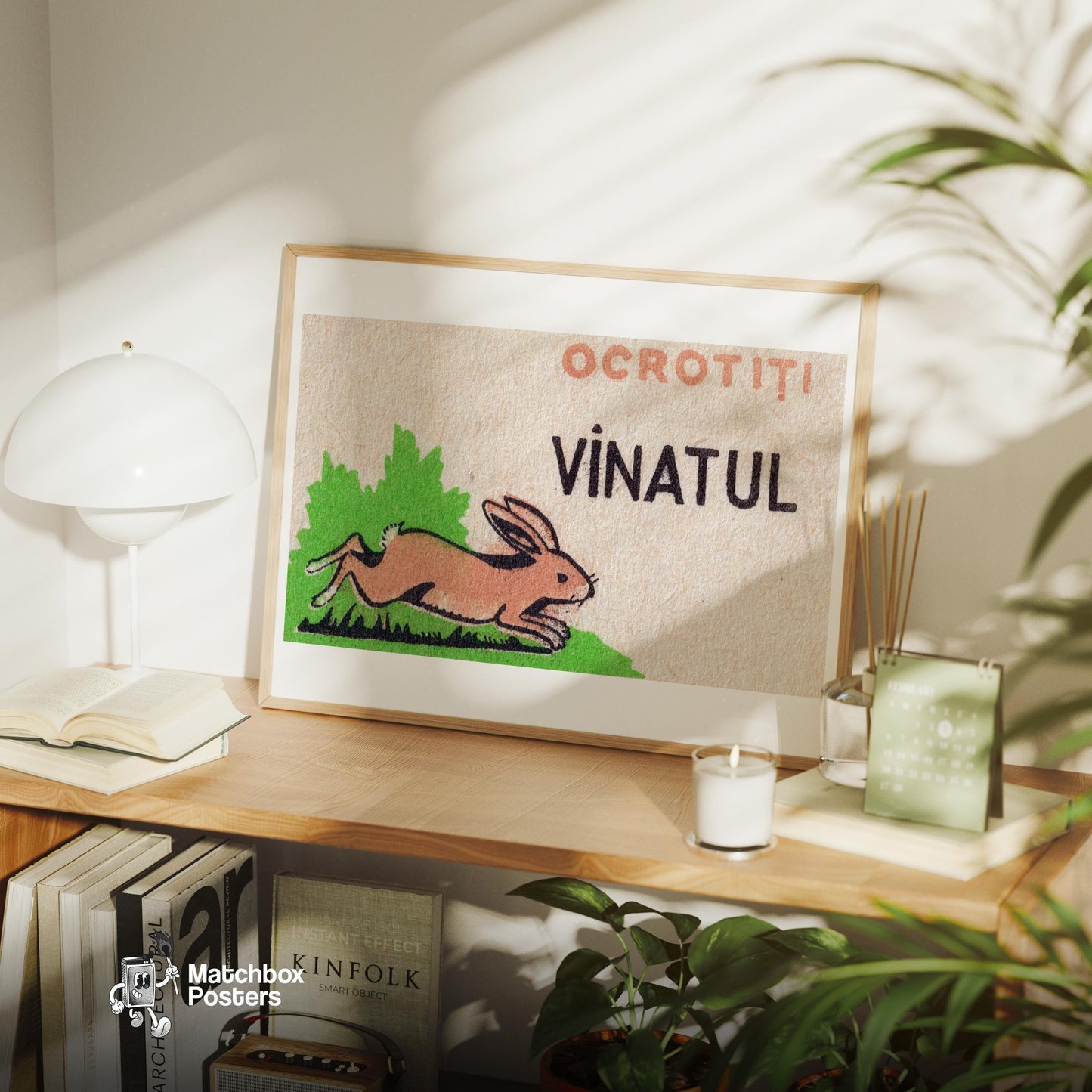 Leaping Hare - vintage matchbox label print - office wall