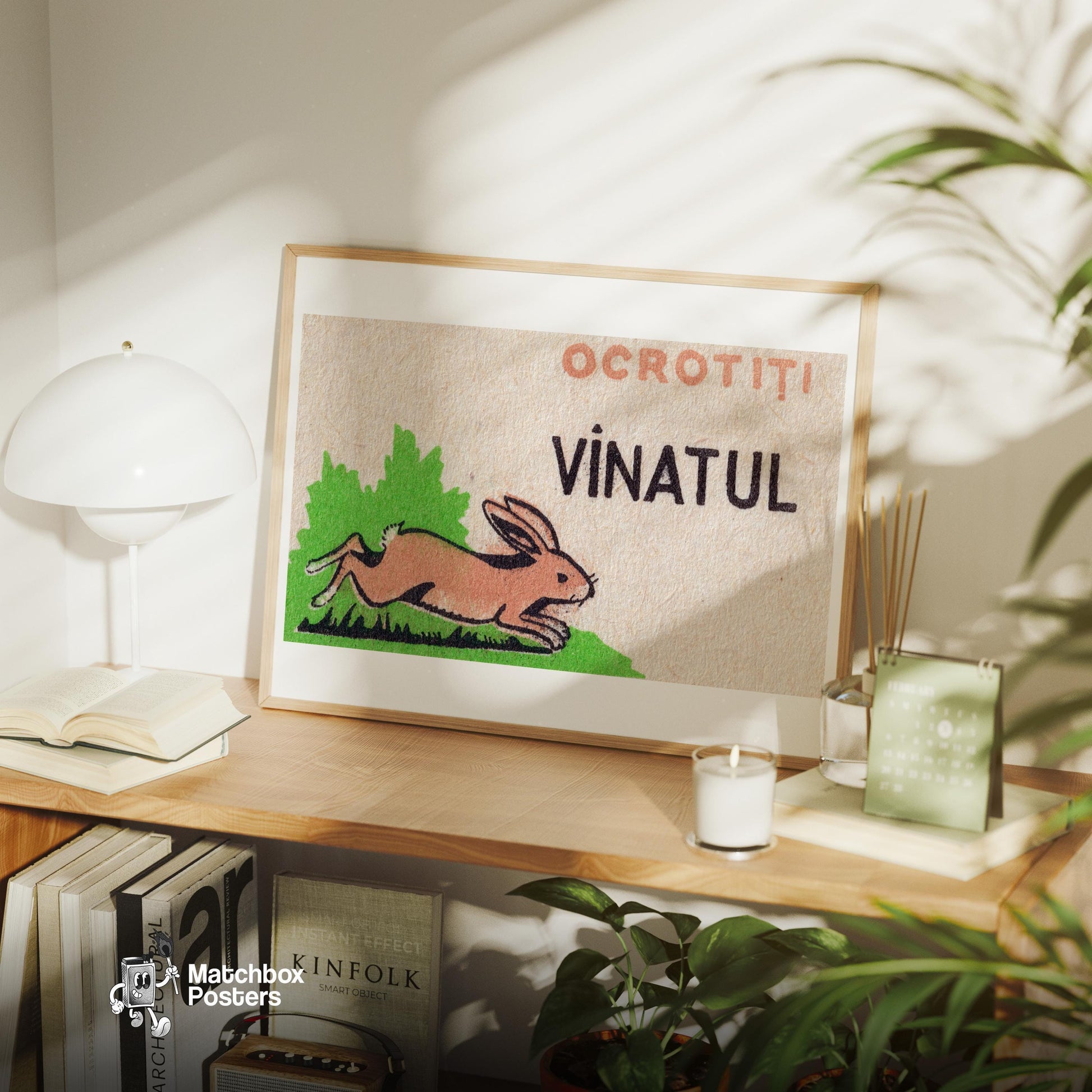 Leaping Hare - vintage matchbox label print - office wall
