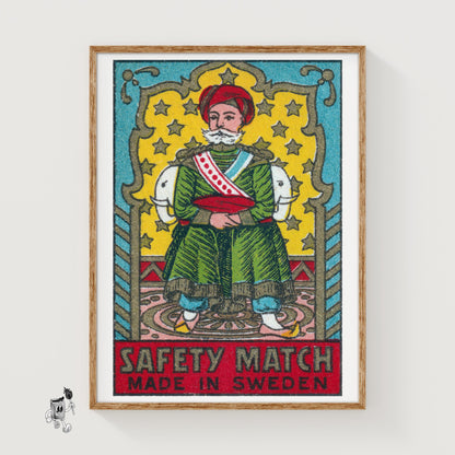Maharaja with Elephants - vintage matchbox label print