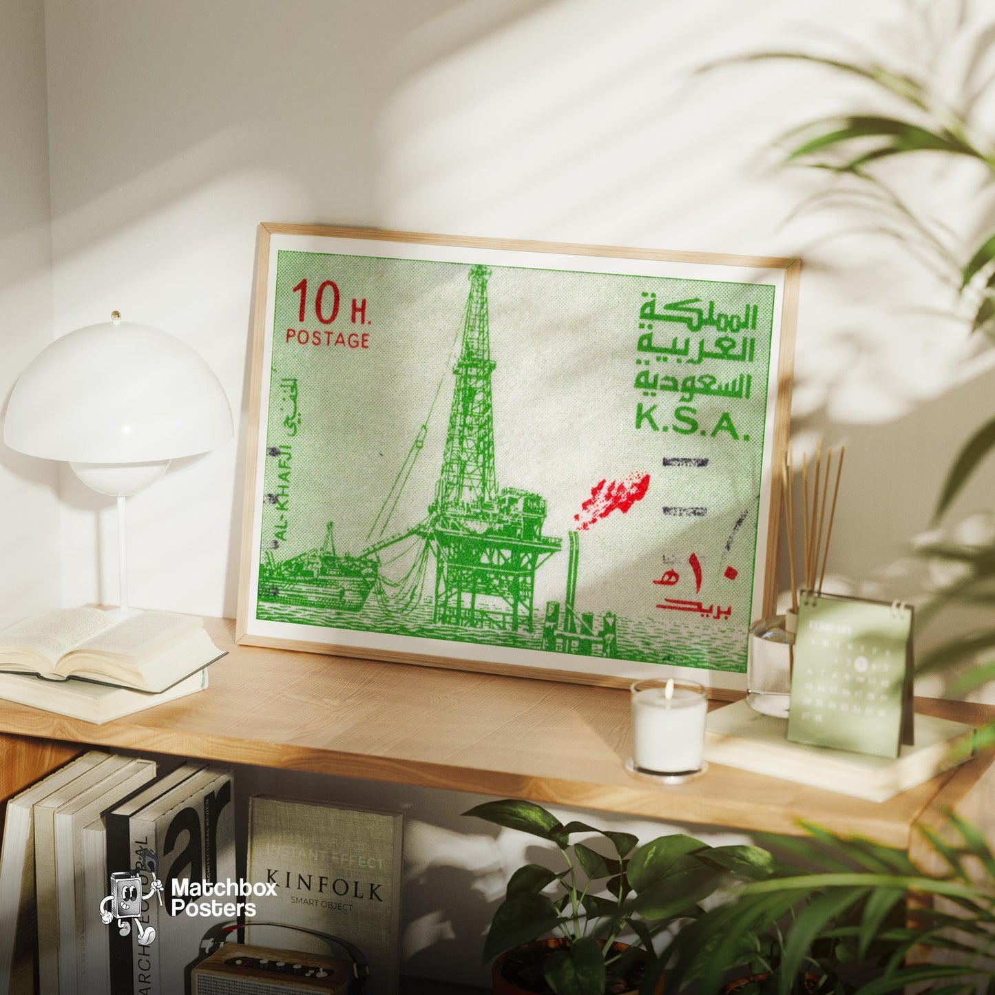 Arab Oil Platform - vintage matchbox label print - office wall