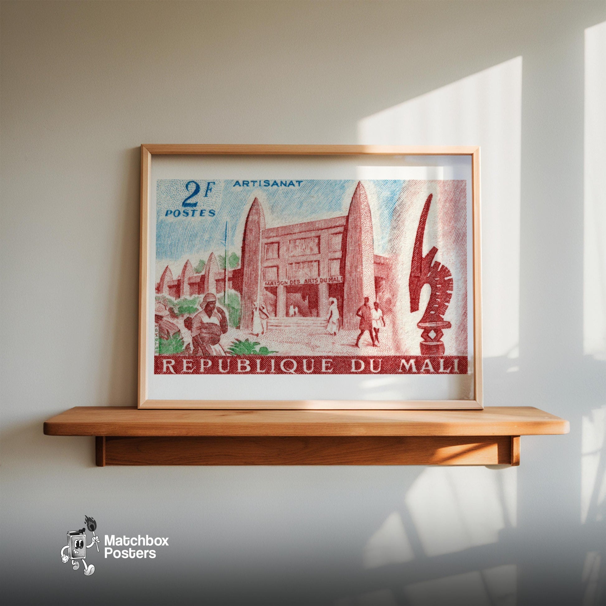 Centre of Artisinal Arts - vintage matchbox label print - size comparison