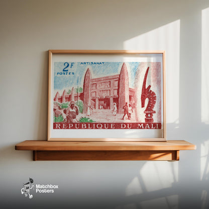 Centre of Artisinal Arts - vintage matchbox label print - size comparison