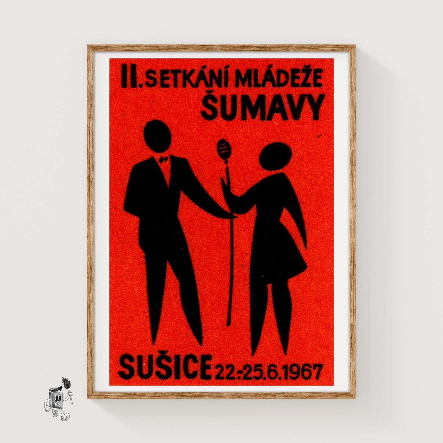 Silhouette Of Two Figures - vintage matchbox label print
