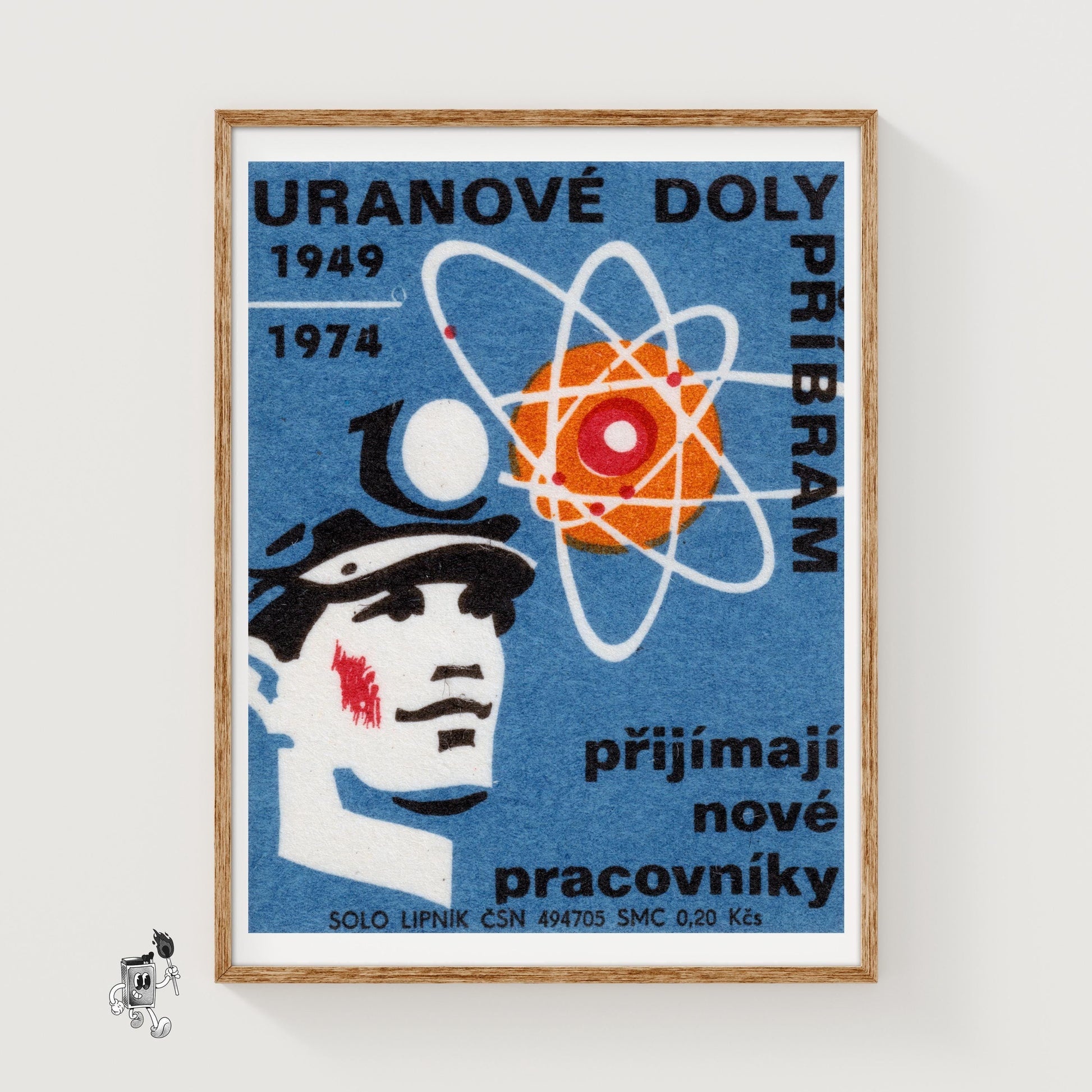 Atomic Symbol - vintage matchbox label print
