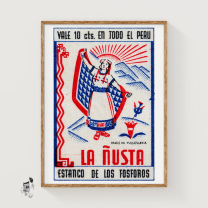 Aztec Woman - vintage matchbox label print