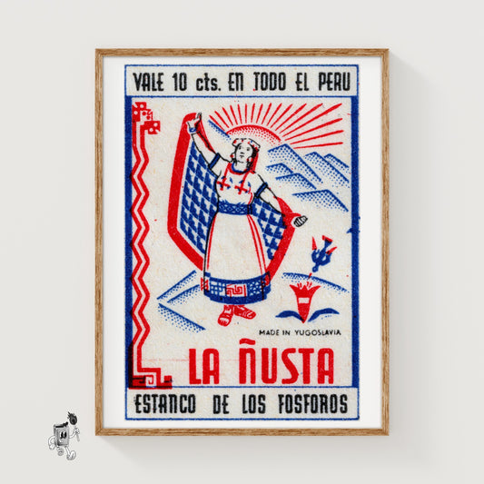 Aztec Woman - vintage matchbox label print