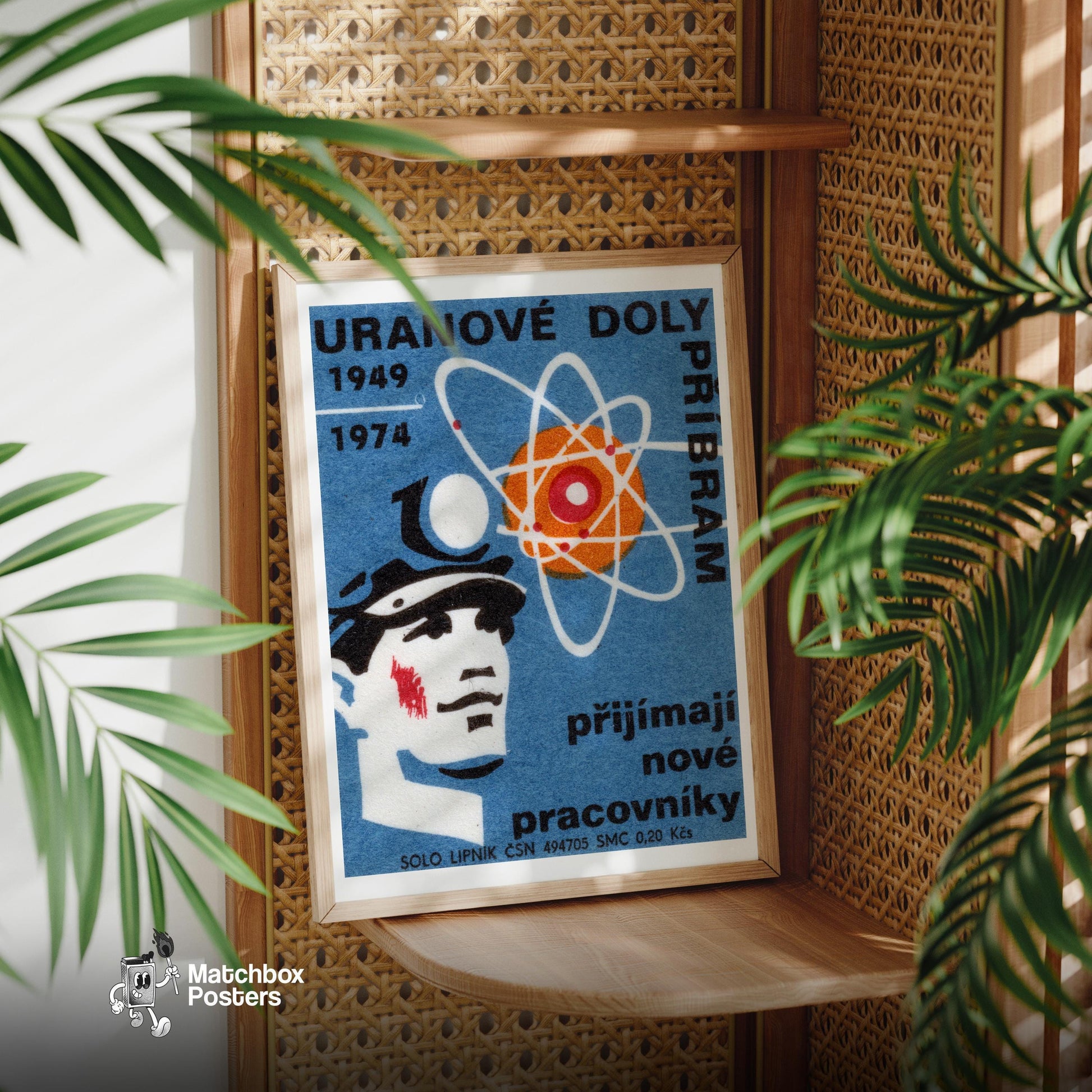 Atomic Symbol - vintage matchbox label print - office wall