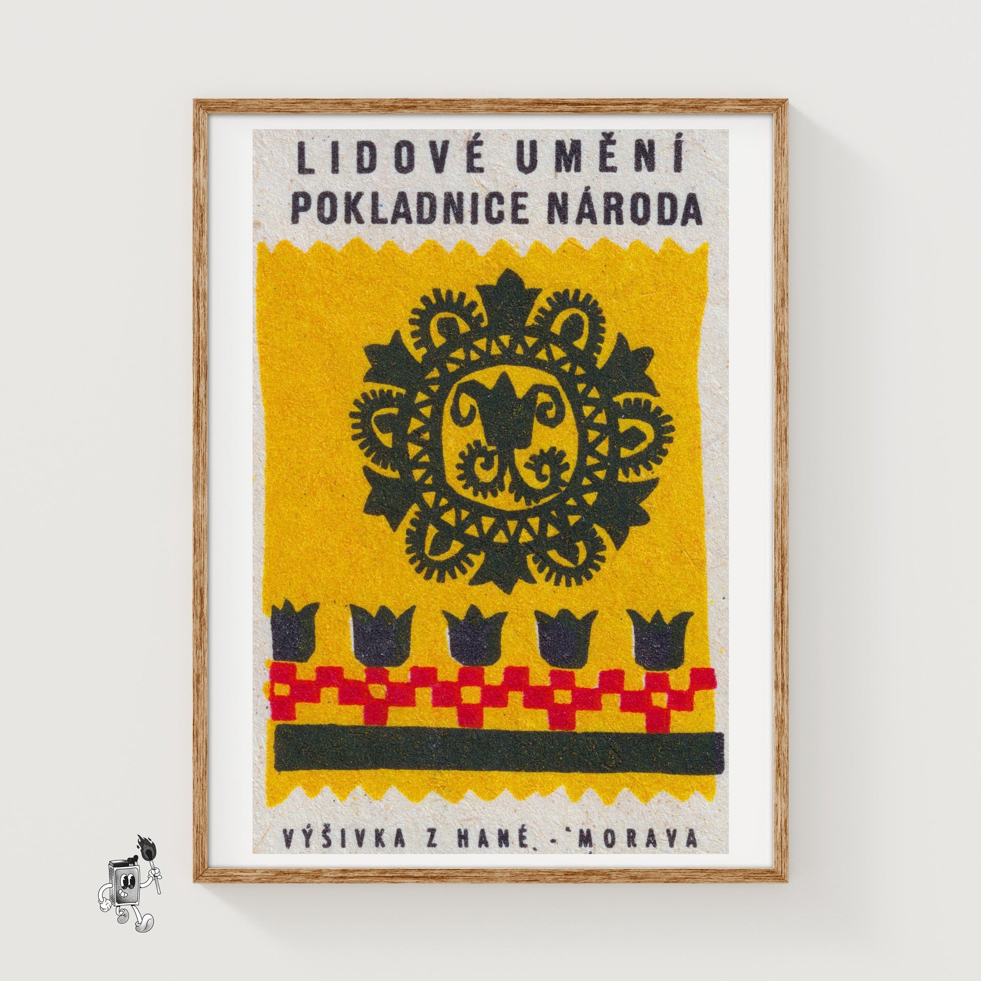 Czech Folk Art Pattern - vintage matchbox label print