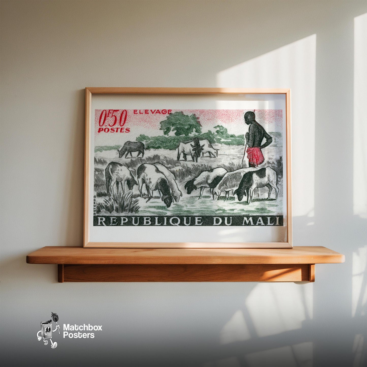 Goat Farmer - vintage matchbox label print - size comparison