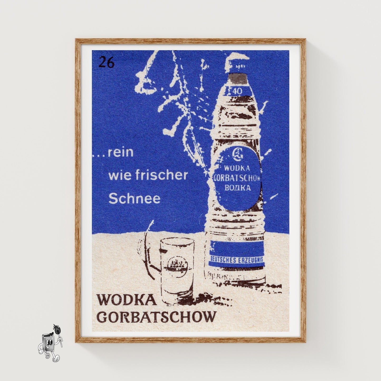 Snow Vodka Bottle - vintage matchbox label print