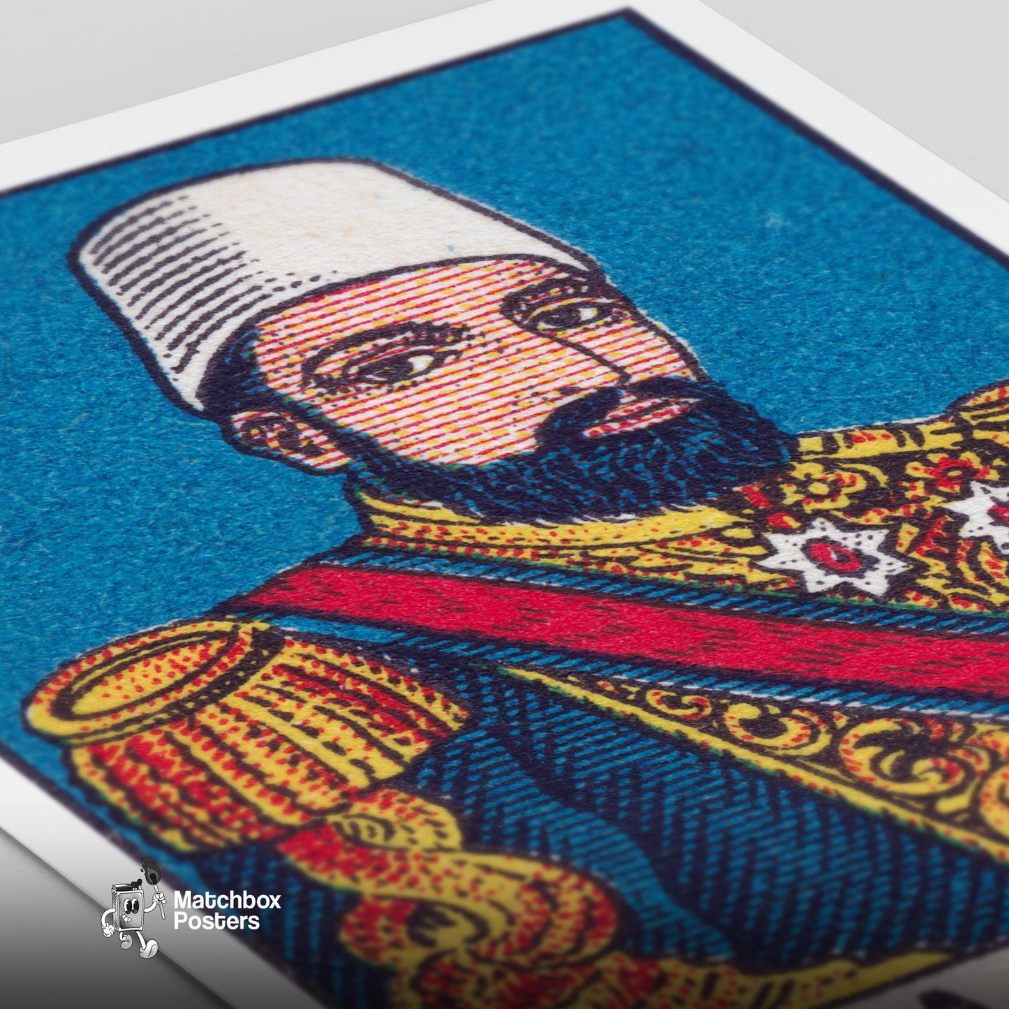 Indonesian Military Man - vintage matchbox label print - close-up detail